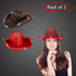 LED Light Up Flashing Sequin Red & Brown Cowboy Hat - Pack of 2 Hats
