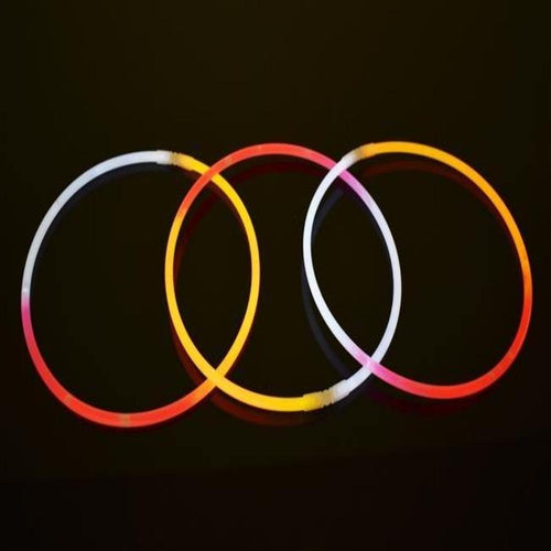 22 Inch Premium Jumbo Tri-Color Glow Necklaces - Red White Orange