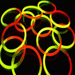 8 Inch Premium Glow Stick Bracelets - Bi Color - Red/Yellow