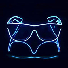 EL-Wire Blue Aviator Shades with Sound Sensor and Clear Lens