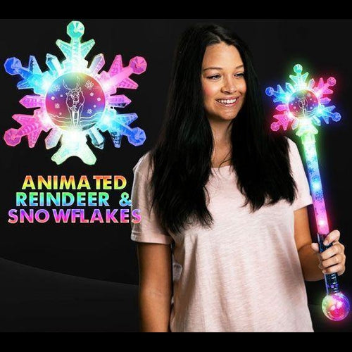LED Light up 23 Inch Animated Reindeer Snow Flake Wand