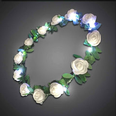 LED Light Up White Rose Crown Headband