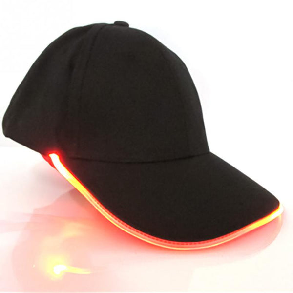 LED Lighted Orange Glow Hat Black Fabric