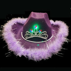 Premium LED Light Up Tiara Purple Cowboy Hat