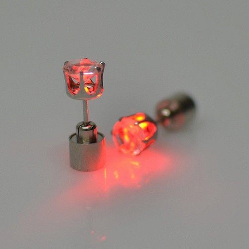 LED Light Up Red  Diamond Shape Stud Earrings