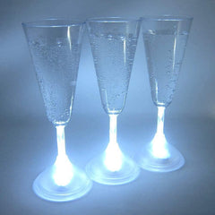 LED Light Up White Flashing 7 Oz Champagne Flute Glasses