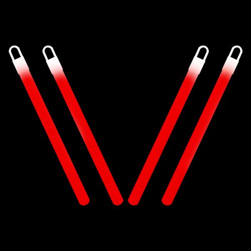 6 Inch Slim Red Glow Sticks With Lanyards - Pack of 12