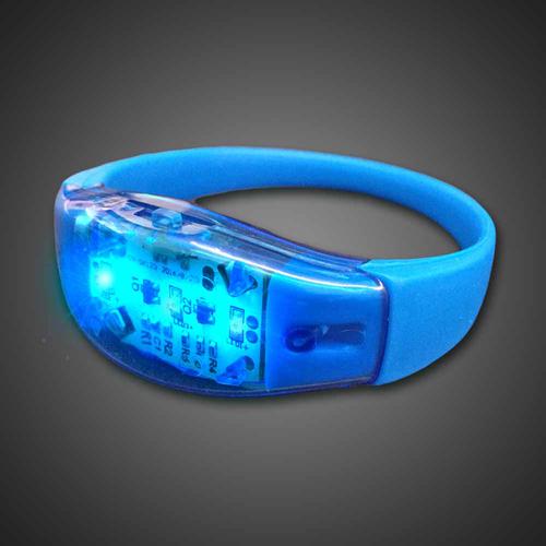 LED Light Up Blue Sound Activated Silicone Bracelet