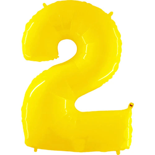 40 Number 2 - Yellow Foil Mylar Balloon