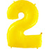 40" Number 2 - Yellow Foil Mylar Balloon