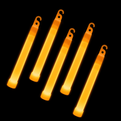 6 Inch Slim Orange Glow Sticks With Lanyards - Pack of 12