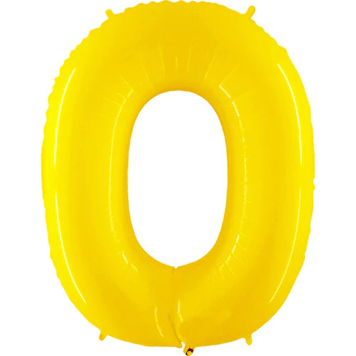 40 Number 0 - Yellow Foil Mylar Balloon