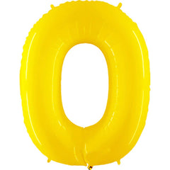 40" Number 0 - Yellow Foil Mylar Balloon