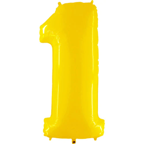 40 Number 1 - Yellow Foil Mylar Balloon