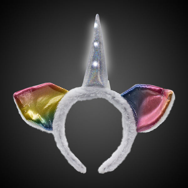 LED Light Up Silver Horn Unicorn Headband