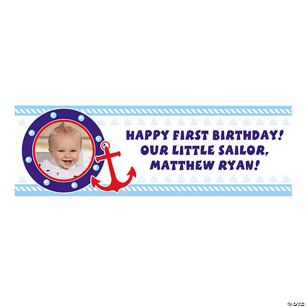 Sailor 1st Birthday Photo Custom Banner - Small