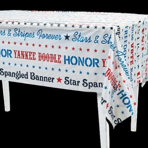 Patriotic Sayings Print Plastic Tablecloth