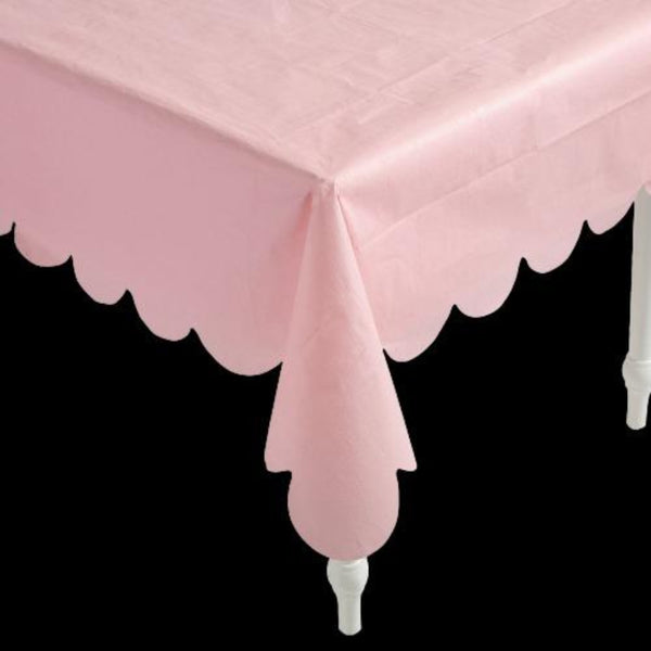Pink Scallop Edge Paper Tablecloth