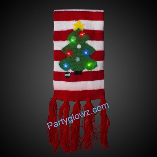 LED Light Up Christmas Tree Striped Scarf - Pack of 1