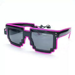 Pink Light Up Pixel Meme Sunglasses