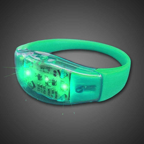 LED Light Up Green Sound Activated Silicone Bracelet