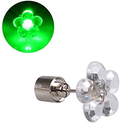 LED Light Up Green Flower Stud Earrings