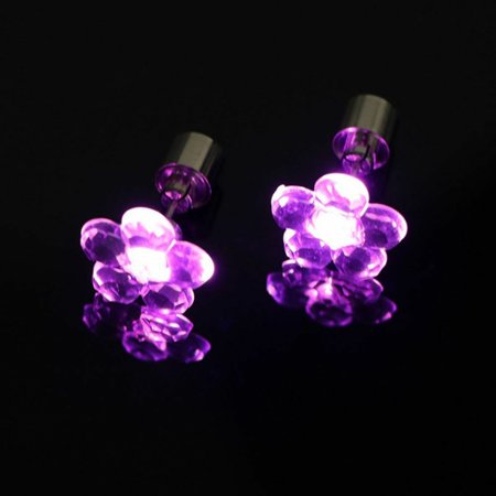 LED Light Up Purple Flower Stud Earrings