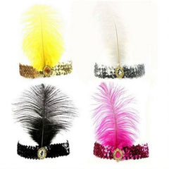 Sequinned Headband with Feathers - 4 designs