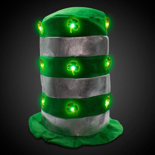 LED Light Up Shamrock Stove Pipe Hat
