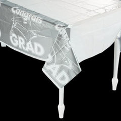 Silver Congrats Grad Plastic Tablecloth