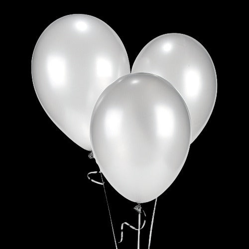 11 Metallic Silver Latex Balloons