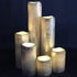 LED Narrow Textured Silver With Warm White Flame LED Candles with Timer