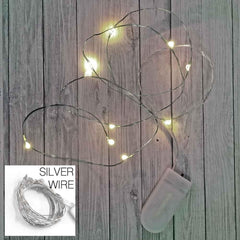 Battery Powered Fairy Lights - 32ft Cord - Silver Wire