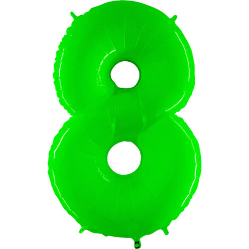 40 Number 8 - Neon Lime Green Foil Mylar Balloon