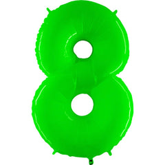 40" Number 8 - Neon Lime Green Foil Mylar Balloon