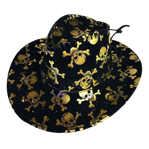 Skull X Bone Gold Cowboy Hat
