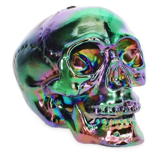 Metallic Halloween Skull Decor 8 - Rainbow Oil Slick
