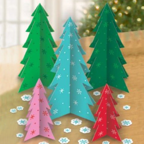 Slotted Colorful Paper Trees - 5 Pieces Per Pack