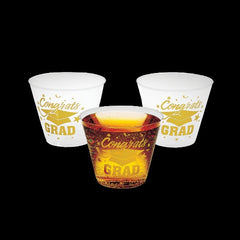 9 Oz Small Congrats Grad Plastic Cups with Gold Foil