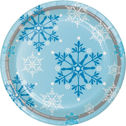 Blue Snowflake Party Dinner Plates