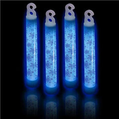 6 Inch Blue Snowflake Glow Sticks - Pack of 25