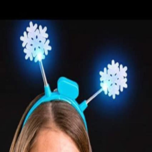 LED Light Up Flashing Crystal Snowflake Headband Bopper