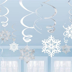 Snowflake Metallic Swirl Decorations - 12 Pieces Per Pack