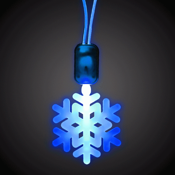 LED Flashing Blue Snowflake Pendant Necklace