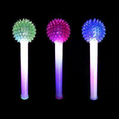 LED Light Up 9 Inch Spike Ball Wand - Assorted Colors