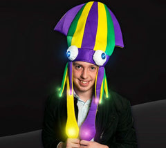 Light Up Flashing Mardi Gras Squid Hat