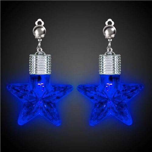 LED Light Up Star Shape Clip-On Earrings 1 Set