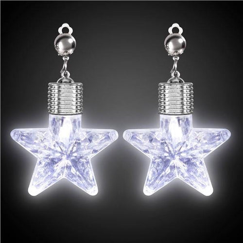 LED Light Up Star Shape Clip-On Earrings 1 Set