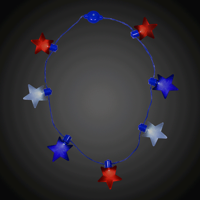 LED Light Up Flashing Patriotic Star Necklace | PartyGlowz