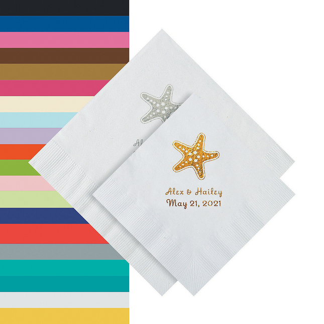 Starfish Personalized Beverage Napkins